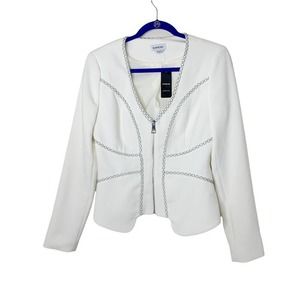 Bebe black & white contrast stitch blazer size 8